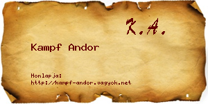 Kampf Andor névjegykártya